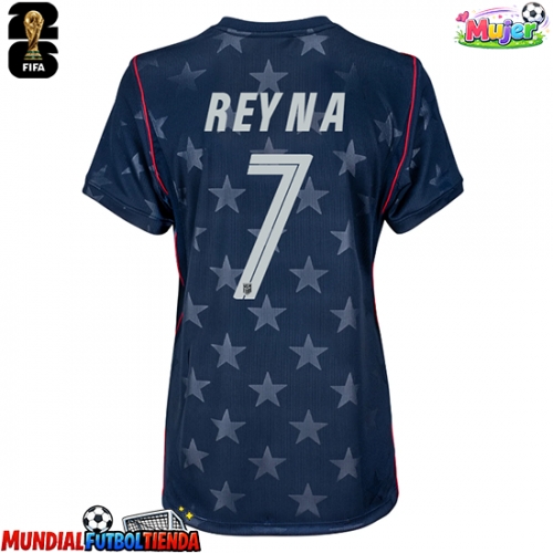Camiseta Estados Unidos Giovanni Reyna #7 Segunda Equipación Replica Mundial 2026 para mujer mangas cortas